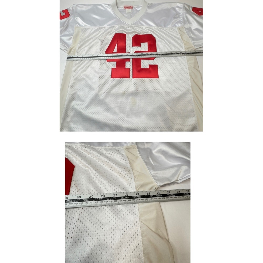 Mitchell Ness Ronnie Lott 42 San Francisco 49ers Football Jersey White Red Men - Picture 8 of 12